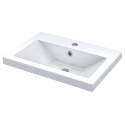 Moby 500mm Floor Standing 2 Door Vanity Unit & Ceramic Basin - Gloss White