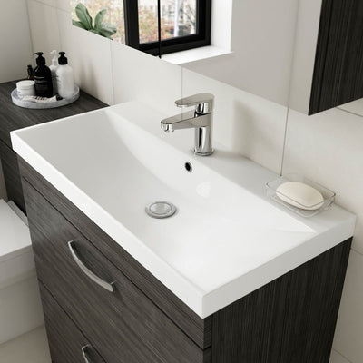 Como 600mm Wall Hung 2 Door Vanity Unit & Thin Edge Basin - Natural Oak