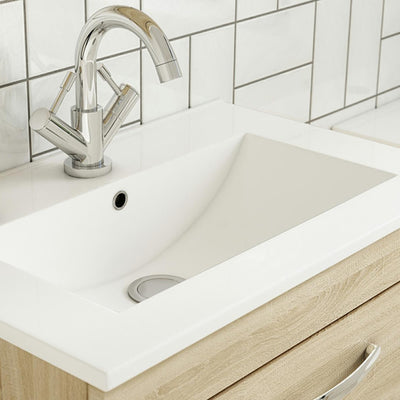 Lana 800mm Floor Standing 2 Drawer Vanity Unit & Minimalist Basin - Gloss White