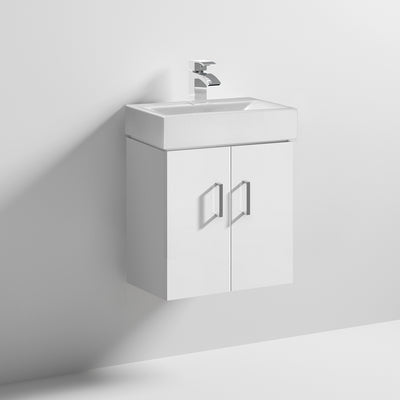 Howden 450mm Cloakroom Wall Hung Vanity Unit & Basin - Gloss White