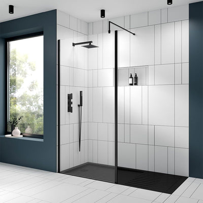 Nuie Outer Frame 8mm Wetroom Screen 2 Panel Pack (1850mm High) - Satin Black