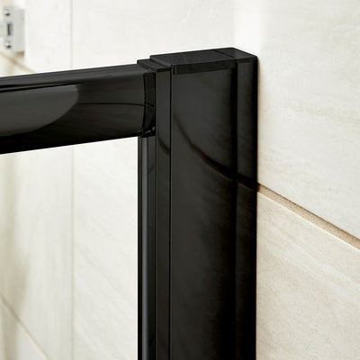 Nuie Rene 6mm Black Single Sliding Shower Enclosure With Side Panel