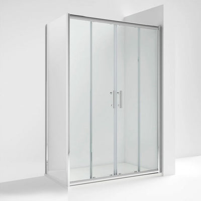Nuie Pacific 6mm Chrome Double Sliding Shower Enclosure With Side Panel
