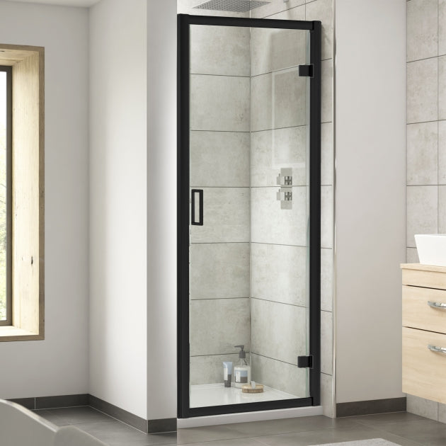 Nuie Rene 6mm Black Hinged Shower Door