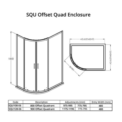 Nuie Rene 6mm Black Offset Quadrant Shower Enclosure