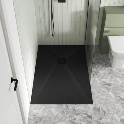 Nuie Slimline Black Slate Quadrant Shower Tray