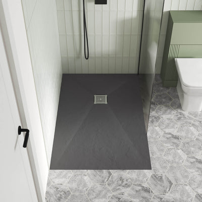 Nuie Slimline Grey Slate Quadrant Shower Tray