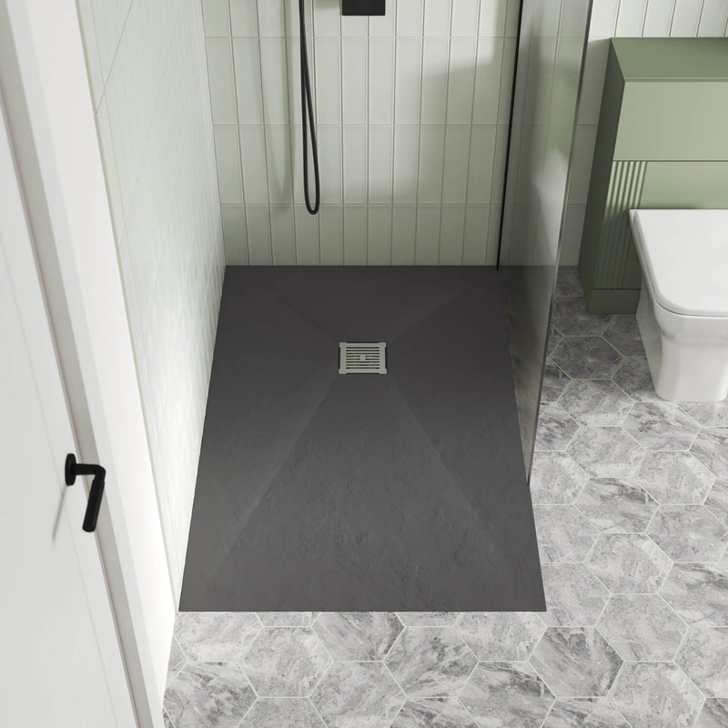 Nuie Slimline Grey Slate Quadrant Shower Tray