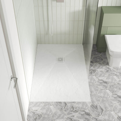 Nuie Slimline White Slate Rectangular Shower Tray