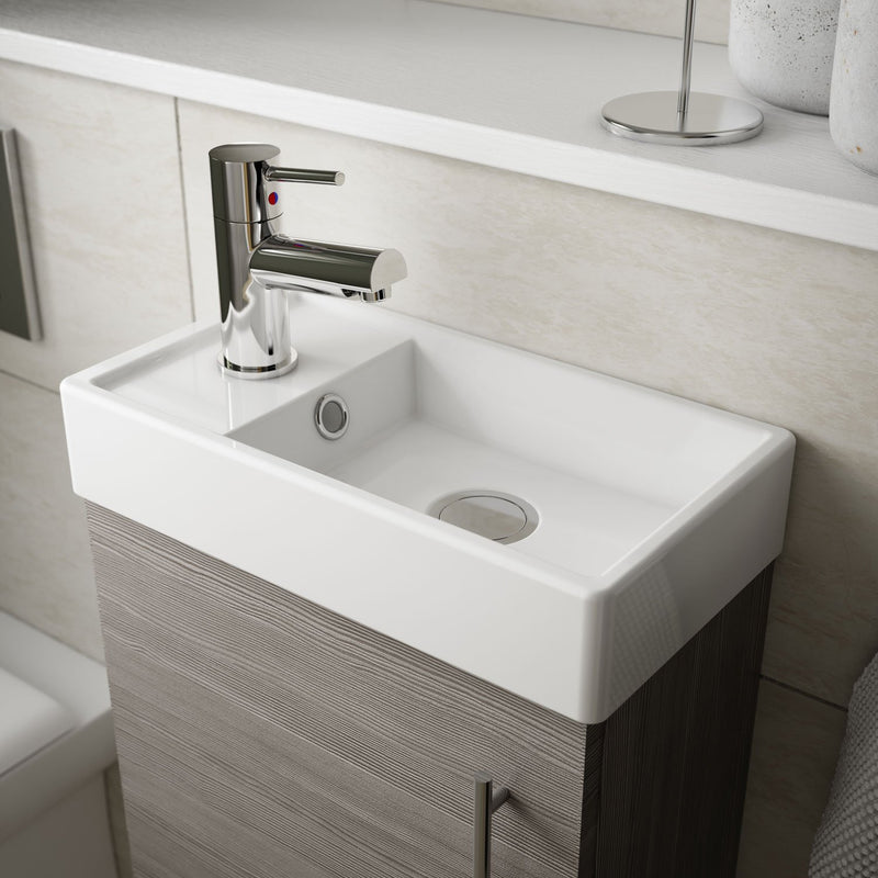 Jenson 400 x 222mm Floor Standing Cloakroom Vanity Unit & Ceramic Basin - Gloss White