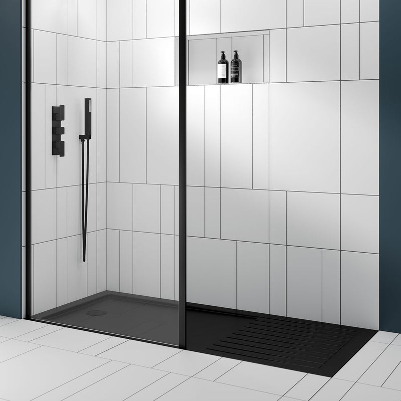 Regtangular Walk In Shower Nuie Slate Grey Rectangular Walk In Shower Tray – BathLab