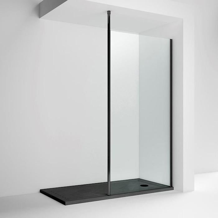 Vista 8mm Matt Black Walk-In Shower Screen With Ceiling Post- 1850mm ...