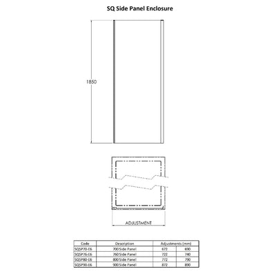 Nuie Rene 6mm Satin Chrome Side Panel For Shower Door