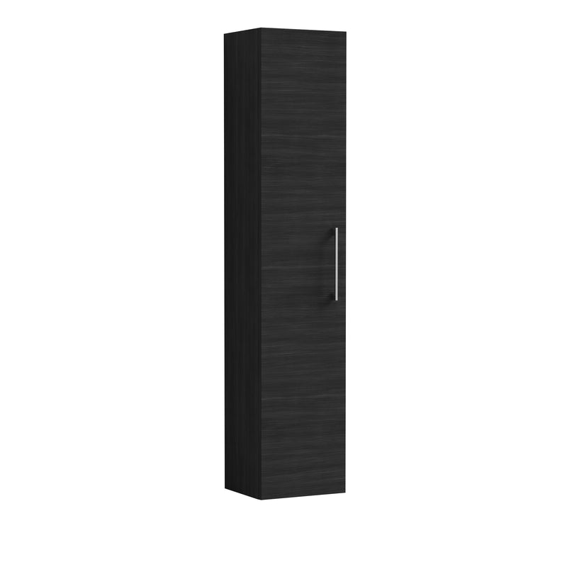 Nuie Arno 300 x 253mm Wall Hung Tall Unit With 1 Door - Charcoal Black Woodgrain