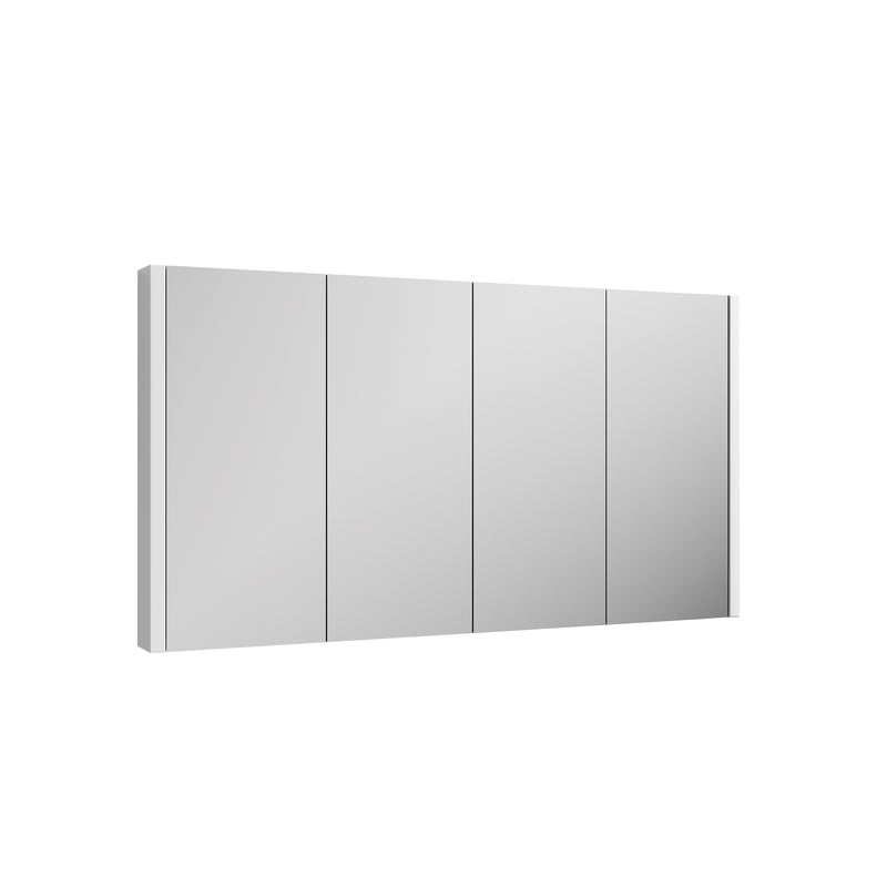 Nuie Eden 1200 x 650 x 100mm Mirror Cabinet With 4 Doors - White Satin
