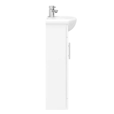 Nuie Mayford Cloakroom 420 x 290mm Floor Standing Vanity Unit With 1 Door & Ceramic Basin - Gloss White