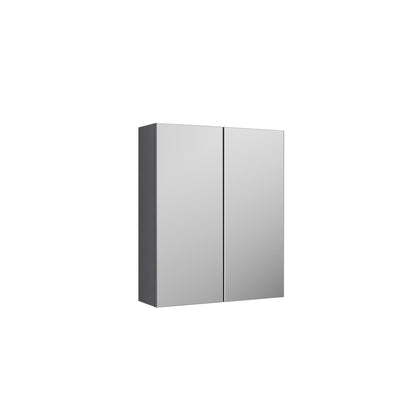 Nuie Arno 600 x 180mm Mirror Cabinet With 2 Doors - Cloud Grey Gloss