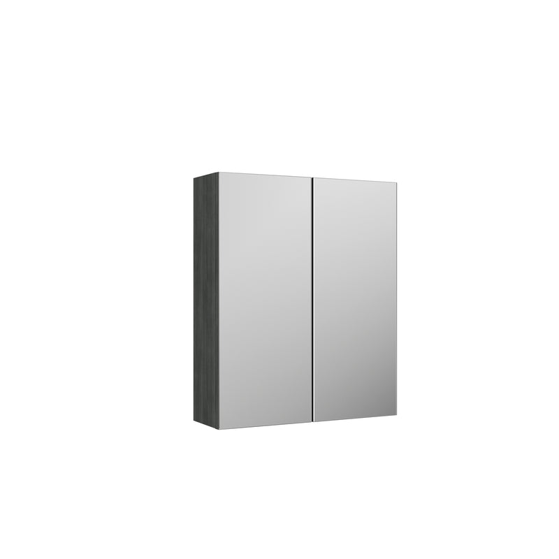 Nuie Arno 600 x 180mm Mirror Cabinet With 2 Doors - Anthracite Woodgrain