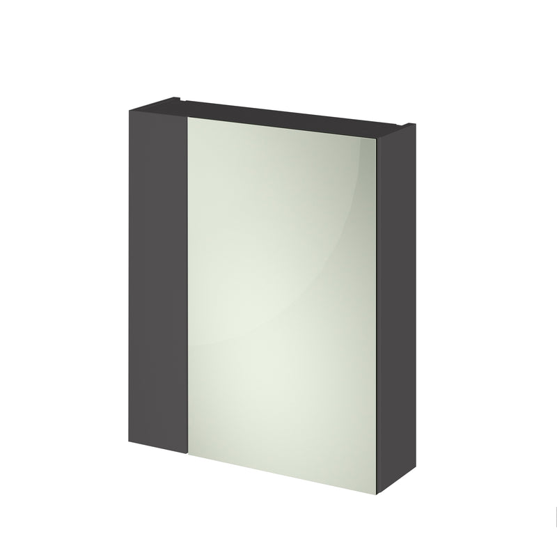 Hudson Reed Fusion 600mm Mirror Unit With 2 Doors 75/25 - Grey Gloss