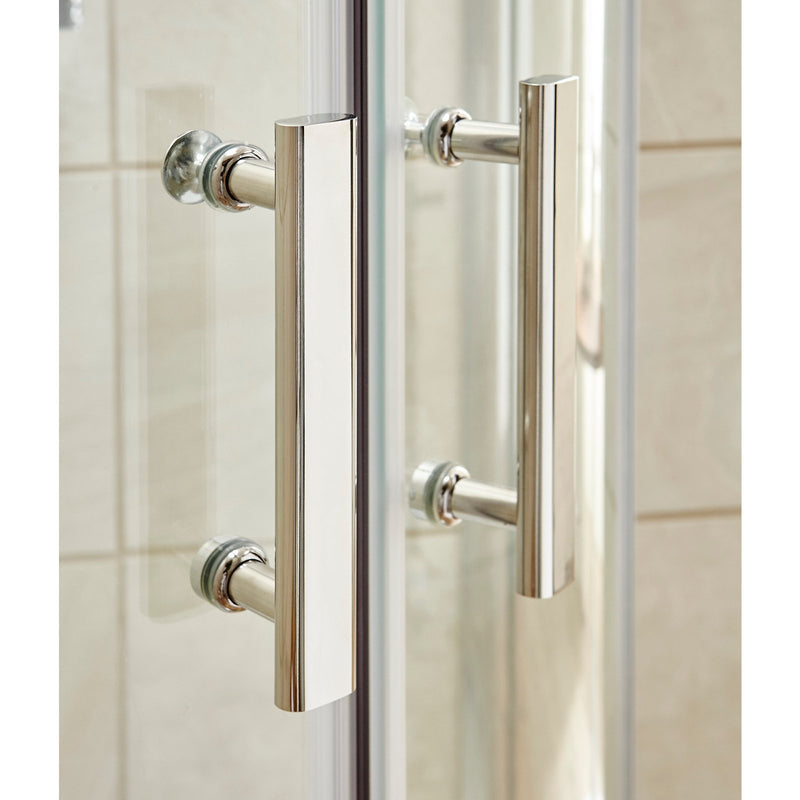 Nuie Pacific 6mm Chrome Hinged Shower Enclosure With Side Panel