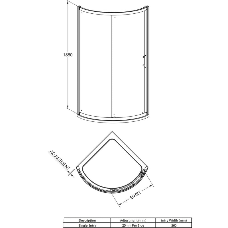 Porto 6mm Single Entry Quadrant Shower Enclosure 860 x 860mm