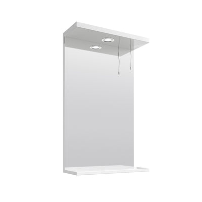 Nuie Mayford 450 x 750mm Illuminated Mirror With Shelf - White Gloss