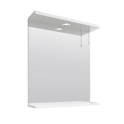 Layla 650mm Mirror With Lighting - Gloss White