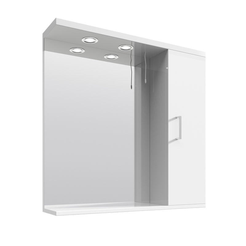 Layla 750mm Mirror Cabinet With Lighting - Gloss White