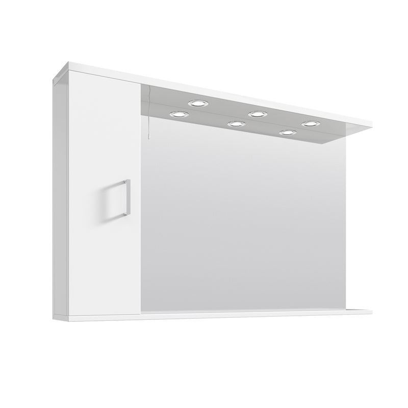Layla 1200mm Mirror Cabinet With Lighting - Gloss White
