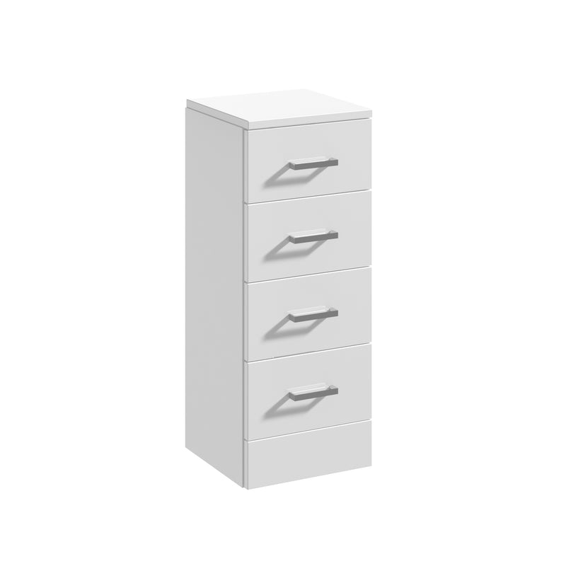 Nuie Mayford 766 x 300 x 300mm Floor Standing 4 Drawer Unit - White Gloss
