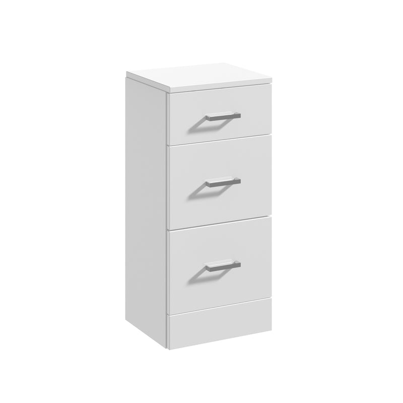 Nuie Mayford 766 x 350 x 300mm Floor Standing 3 Drawer Unit - White Gloss