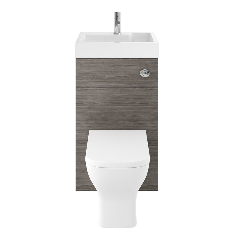 Nuie Athena 2 In 1 500 x 355mm WC & Vanity Unit With Basin & Concealed Cistern - Anthracite Woodgrain