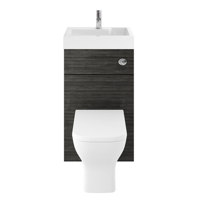 Nuie Athena 2 In 1 500 x 355mm WC & Vanity Unit With Basin & Concealed Cistern - Charcoal Black Woodgrain