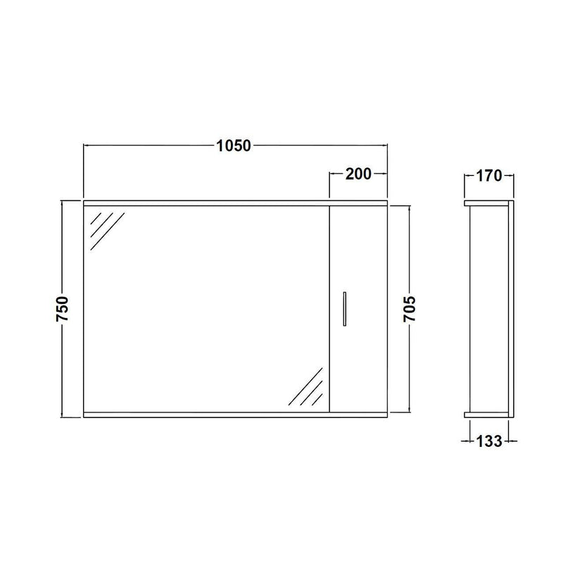 Layla 1050mm Mirror Cabinet With Lighting - Gloss White