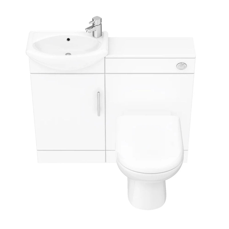 Nuie Sienna 920 x 300mm Furniture Pack With Basin, Cistern, Back To Wall Toilet & Soft Close Seat - Gloss White