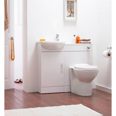 Nuie Sienna 920 x 300mm Furniture Pack With Basin, Cistern, Back To Wall Toilet & Soft Close Seat - Gloss White
