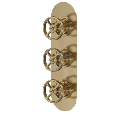 Hudson Reed Revolution 3 Outlet Triple Handle Concealed Thermostatic Shower Valve - Brushed Brass