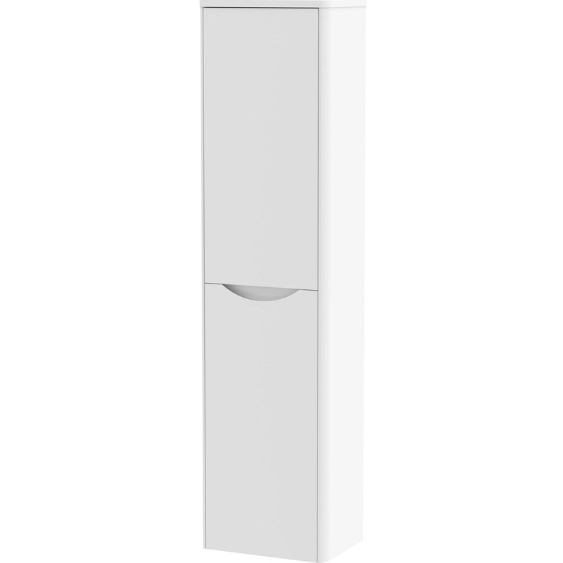 Nuie Lunar 1392 x 356 x 253mm Wall Hung Tall Unit With 2 Doors - White Satin