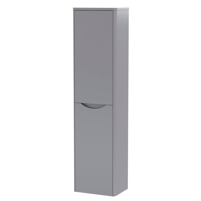 Nuie Lunar 1392 x 356 x 253mm Wall Hung Tall Unit With 2 Doors - Grey Satin