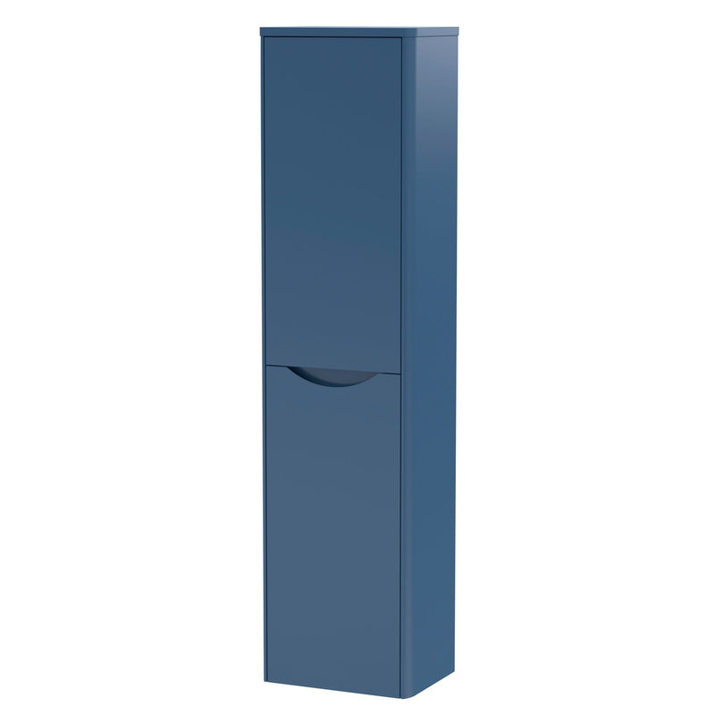 Nuie Lunar 1392 x 356 x 253mm Wall Hung Tall Unit With 2 Doors - Blue Satin