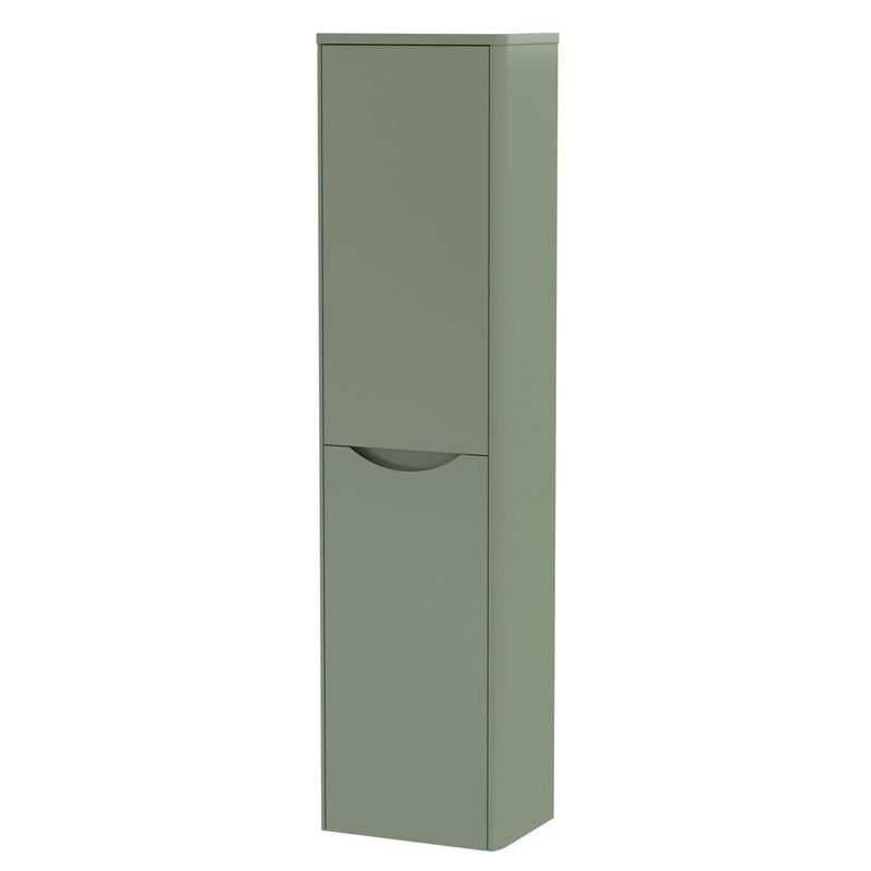 Nuie Lunar 1392 x 356 x 253mm Wall Hung Tall Unit With 2 Doors - Green Satin
