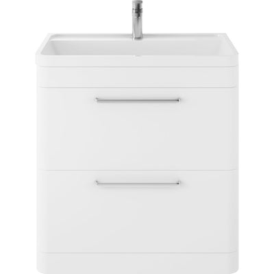 Hudson Reed Solar Floor Standing 800mm Vanity Unit With 2 Drawers & Polymarble Basin - Pure White
