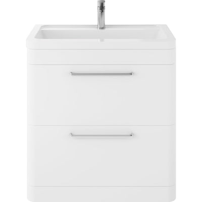 Hudson Reed Solar Floor Standing 800mm Vanity Unit With 2 Drawers & Ceramic Basin - Pure White