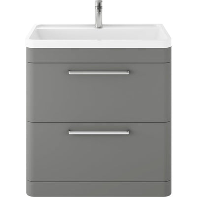 Hudson Reed Solar Floor Standing 800mm Vanity Unit With 2 Drawers & Polymarble Basin - Cool Grey