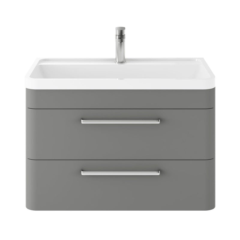 Hudson Reed Solar Wall Hung 800mm Vanity Unit With 2 Drawers & Polymarble Basin - Cool Grey