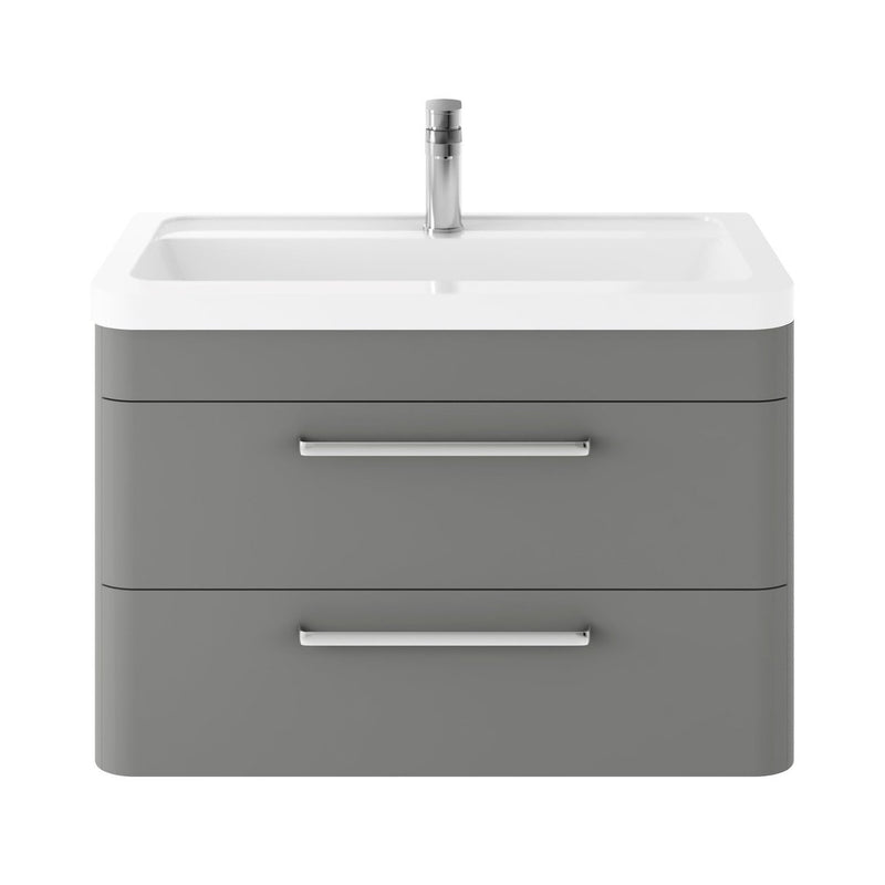 Hudson Reed Solar Wall Hung 800mm Vanity Unit With 2 Drawers & Ceramic Basin - Cool Grey