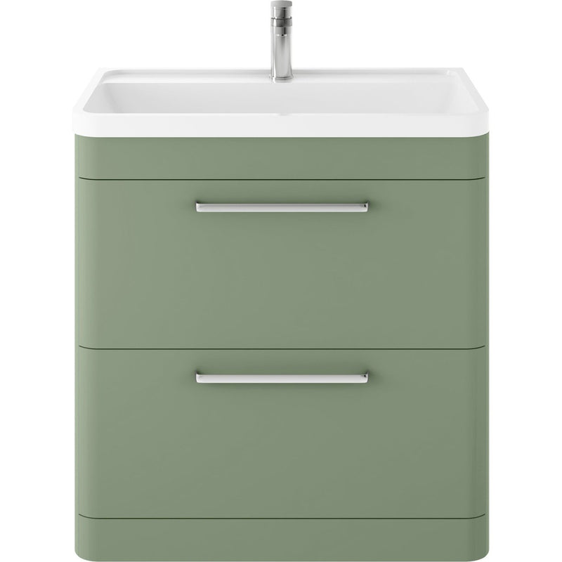 Hudson Reed Solar Floor Standing 800mm Vanity Unit With 2 Drawers & Polymarble Basin - Fern Green