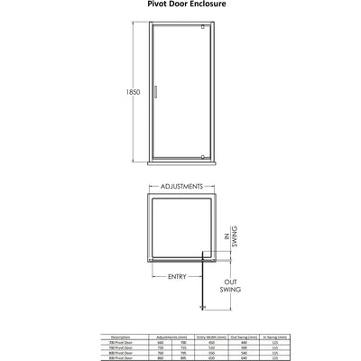 Porto Black 6mm Pivot Shower Door