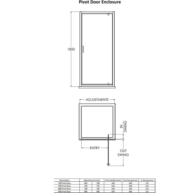 Porto Black 6mm Pivot Shower Door