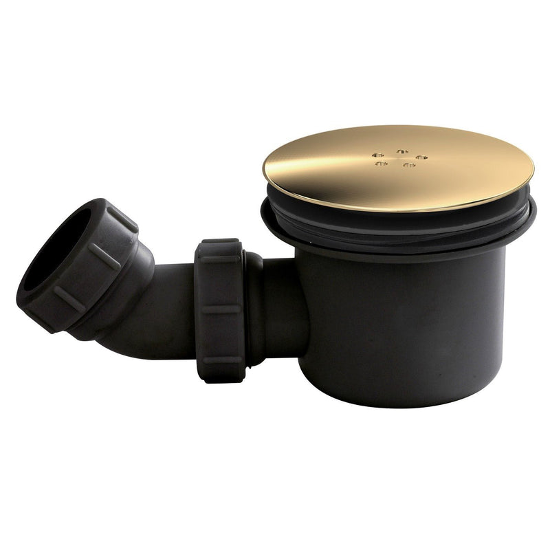 90mm Fast Flow Shower Tray Waste - Black & Brushed Brass